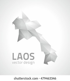 Laos  grey mosaic triangle vector map