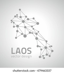 Laos  grey vector mosaic dot contour map