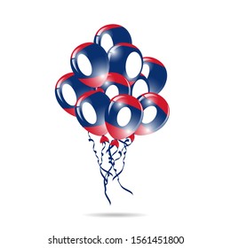 Laos Happy National Day greeting card. balloons flag of Laos with ribbon isolated on white background. Template for poster, banner, flyer, invitation, brochure, card, cover
