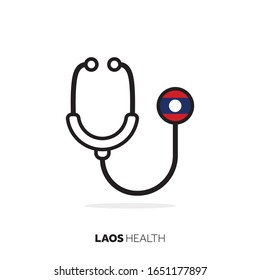 Laos healthcare concept. Medical stethoscope with country flag