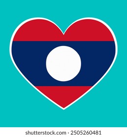 Laos Heart Shape Flag, love symbol. Vector Illustration