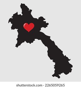 Laos is heart silhouette. Vector