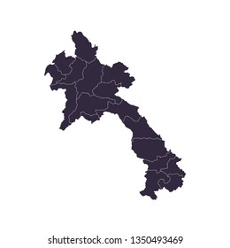 Laos - High detailed map violet outline map with caption on white background.Abstract design vector illustration eps 10.