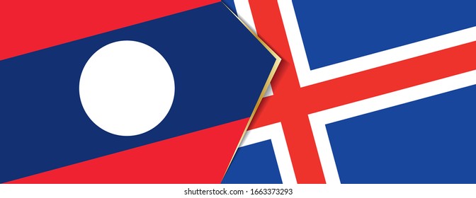 Laos and Iceland flags, two vector flags symbol of relationship or confrontation.