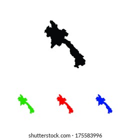 Laos Icon Illustration with Four Color Variations