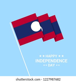 Laos Independence day typographic design with flag vector