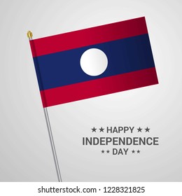 Laos Independence day typographic design with flag vector
