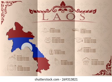 Laos infographics, statistical data, sights. Vector illustration.