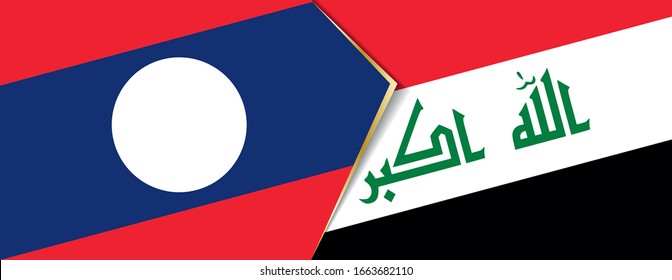 Laos and Iraq flags, two vector flags symbol of relationship or confrontation.