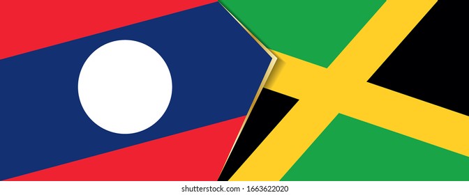 Laos and Jamaica flags, two vector flags symbol of relationship or confrontation.