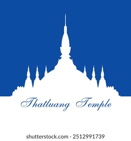 Laos landmark for tourism Thatluang temple Vector template 