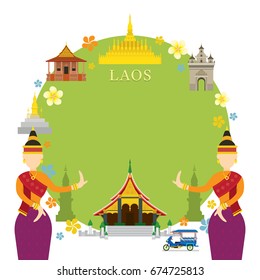 Laos Landmarks, Traditional Dance, Frame, Culture, Travel and Tourist Attraction