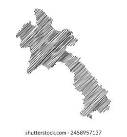 Laos Lao People’s Democratic Republic thread map line vector illustration