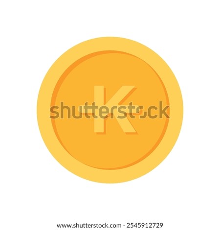 Laos Lao kip Gold currency coin flat icon design illustrations 