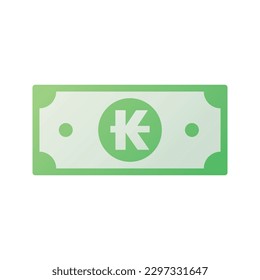 Laos Laotian Kip Banknote. Flat style currency illustration Isolated on white background. Laotian Kip for web design, financial and business element.