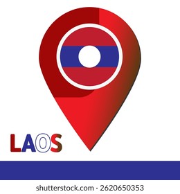Laos Location Pin Icon Vector colorful  in Illustratio
