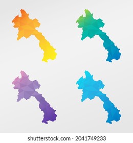 Diseño de imágenes prediseñadas para mapas de popa bajos de Laos. Ícono nacional gráfico de polígono geométrico. Símbolo de ilustración vectorial.