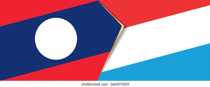 Laos and Luxembourg flags, two vector flags symbol of relationship or confrontation.