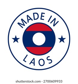 Laos Made in Stamp in circle with flag Vector template on white background