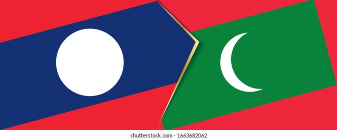 Laos and Maldives flags, two vector flags symbol of relationship or confrontation.