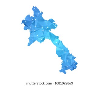 Laos Map - Abstract geometric rumpled triangular low poly style gradient graphic on white background , line dots polygonal design for your . Vector illustration eps 10.