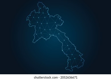 laos map , Abstract mash line and point scales on dark background for your web site design map logo, app, ui,Travel. Vector illustration eps 10.