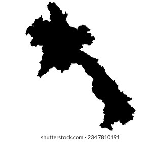 Laos map in black color isolate on  white background