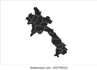 Laos Map black Color on White Backgound