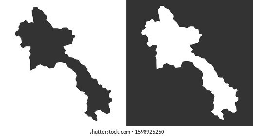 Laos Map With Black and White Vector