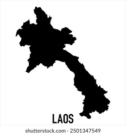 Laos Map - black World Map International vector template with High detailed isolated on white background - Vector