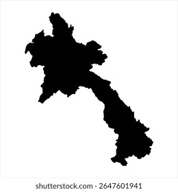 Laos Map - black World Map International vector template with High detailed isolated on white background - Vector