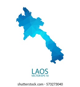 Laos map - blue geometric rumpled triangular low poly style gradient graphic background , polygonal design for your . Vector illustration eps 10.