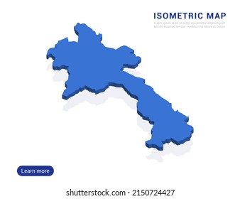 Laos mapea el azul aislado en fondo blanco con 3d ilustración vectorial isométrica.
