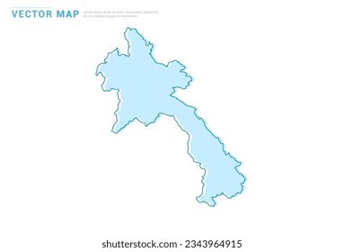 Laos mapea la silueta azul aislada en fondo blanco, vector de plantilla de ilustración.