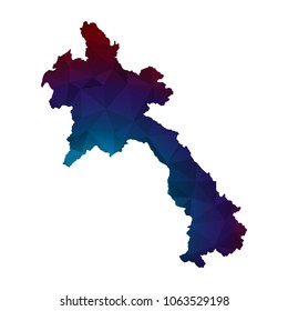 Laos map - Colorful Polygonal map of Laos rumpled triangular low poly style gradient graphic background , Vector illustration eps 10.