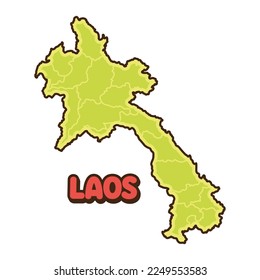 Laos map country vector icon cartoon illustration