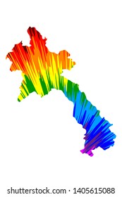 Laos - map is designed rainbow abstract colorful pattern, Lao Peoples Democratic Republic (Muang Lao) map made of color explosion,