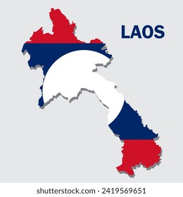 Laos map with flag of country vector 