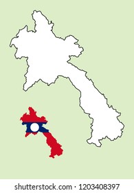 Laos map with flag decoration