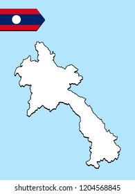 Laos map with flag decoration