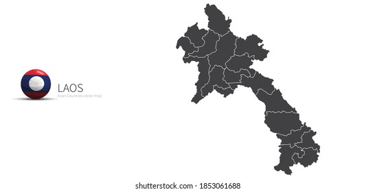 Laos Map and Flag Icon
Map of Asian countries.