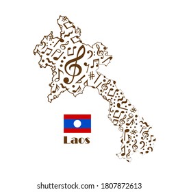 Laos map flag made from music notes. 