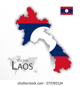 Laos ( mapa y bandera ) ( concepto de transporte y turismo ) 