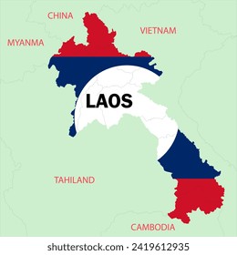 Laos map with flag vecrtor illutrator
