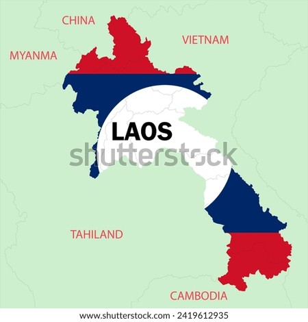 Laos map with flag vecrtor illutrator