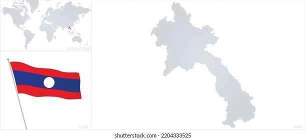 Laos Karte und Flagge. Vektorgrafik