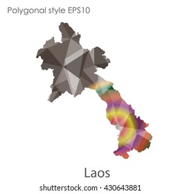 Laos map in geometric polygonal style.Abstract gems triangle,modern design background.