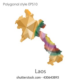 Laos map in geometric polygonal style.Abstract gems triangle,modern design background.