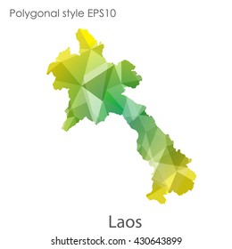 Laos map in geometric polygonal style.Abstract gems triangle,modern design background.