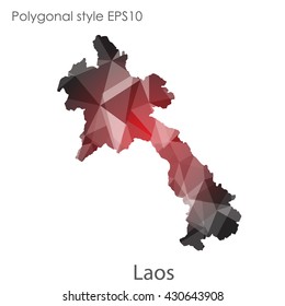 Laos map in geometric polygonal style.Abstract gems triangle,modern design background.